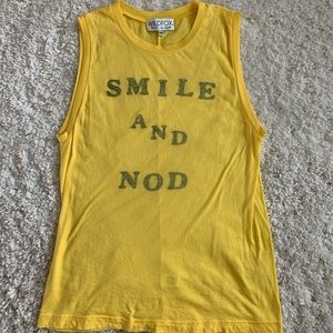 Wildfox Smile and Nod Yellow Muscle T-shirt Size XS
